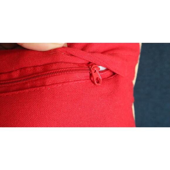 Red Velvet Gold Beaded Winter Wonderland Embroidered Christmas Pillow Snowflake - Picture 4 of 6